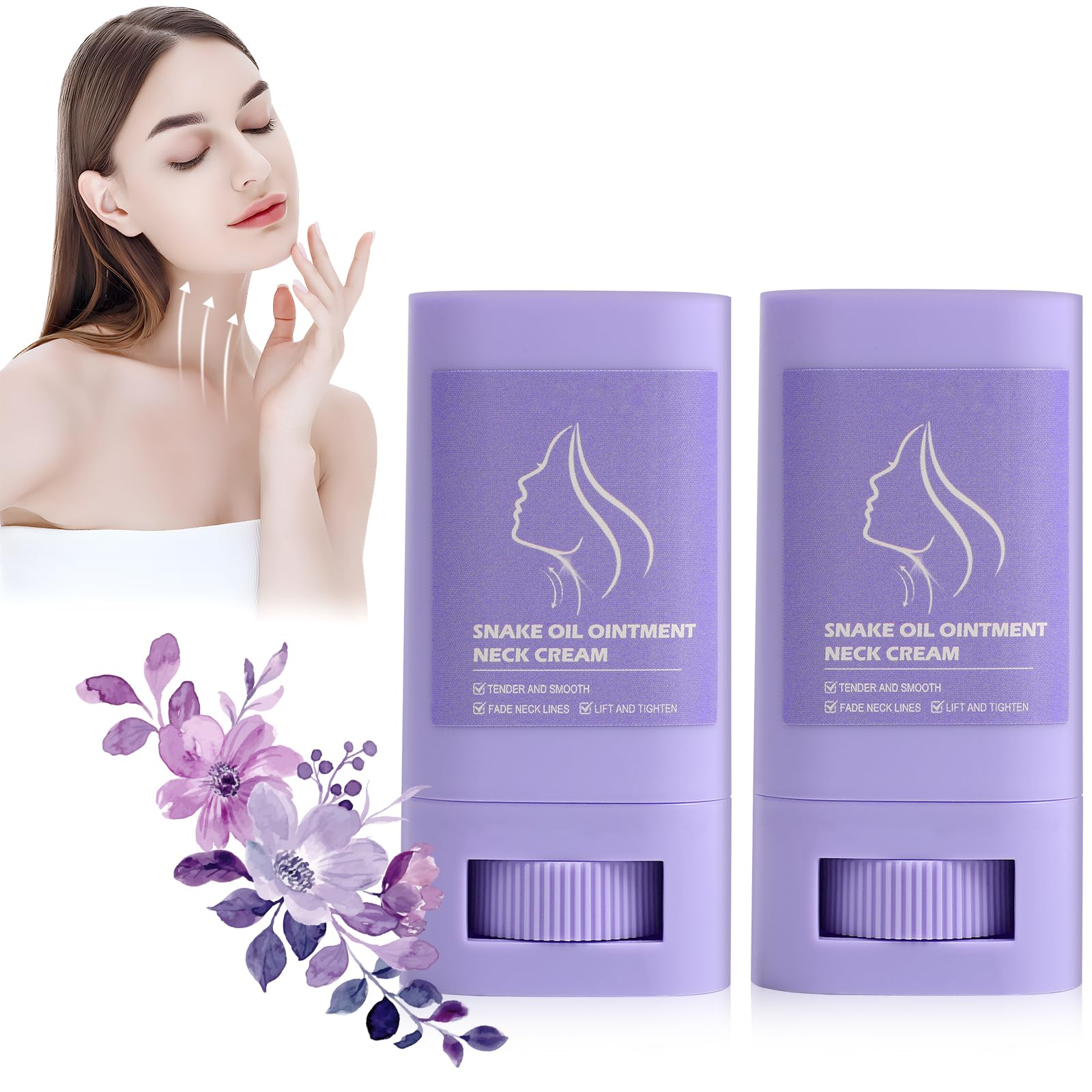 2Pcs Samuwak Neck Care Stick, Samuwak Neck Cream, Neck Care Cream, Neck Firming Stick, Skin Care Moisturizer Face Cream, Lifting Firming Neck Cream