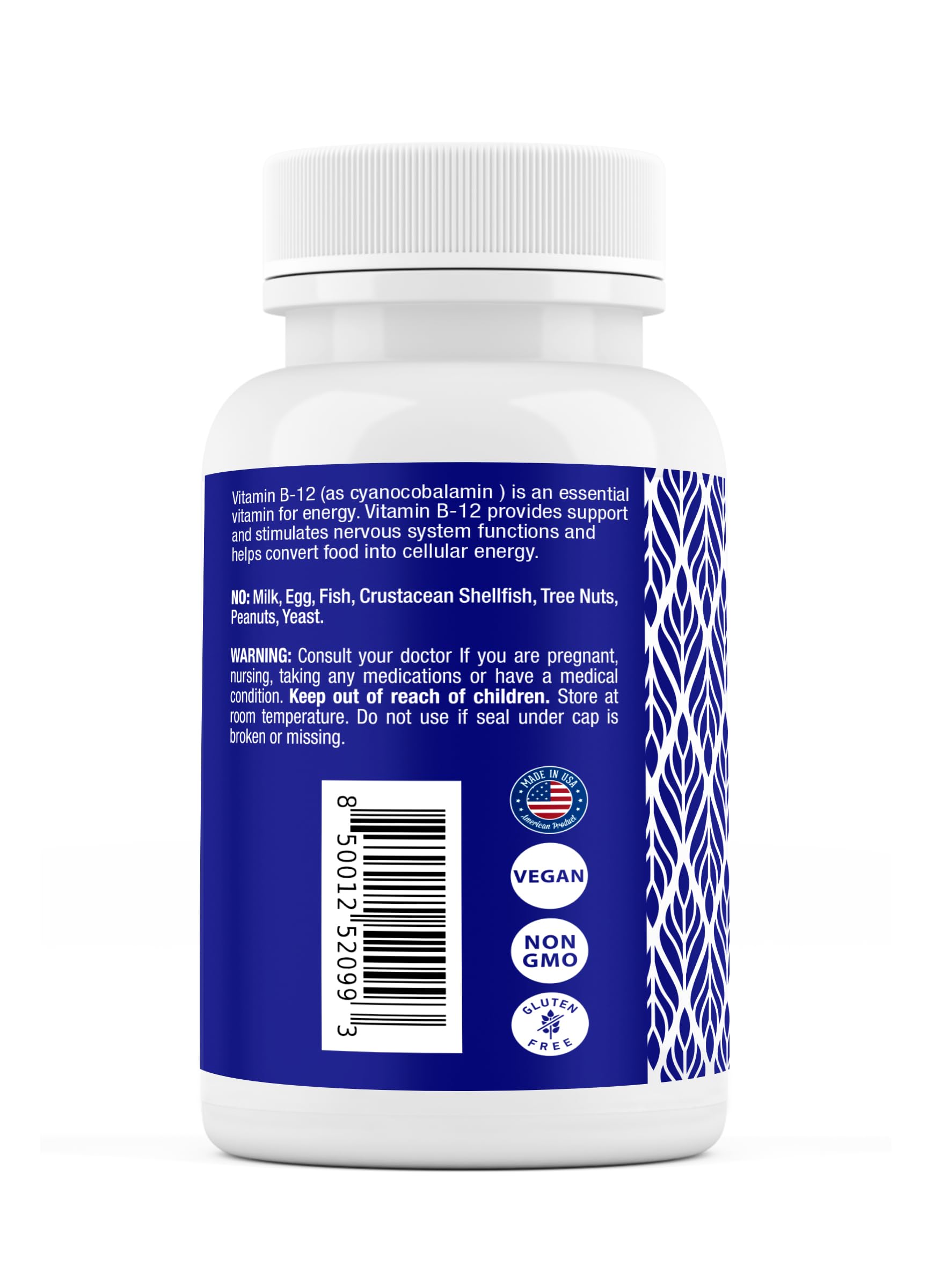 Safrel Vitamin B12 1000 mcg per Tablet, 200 Days Supply, Provides Energy, Metabolism and Nervous System Health Support | Vegan, Gluten Free and Dye Free | Made in USA