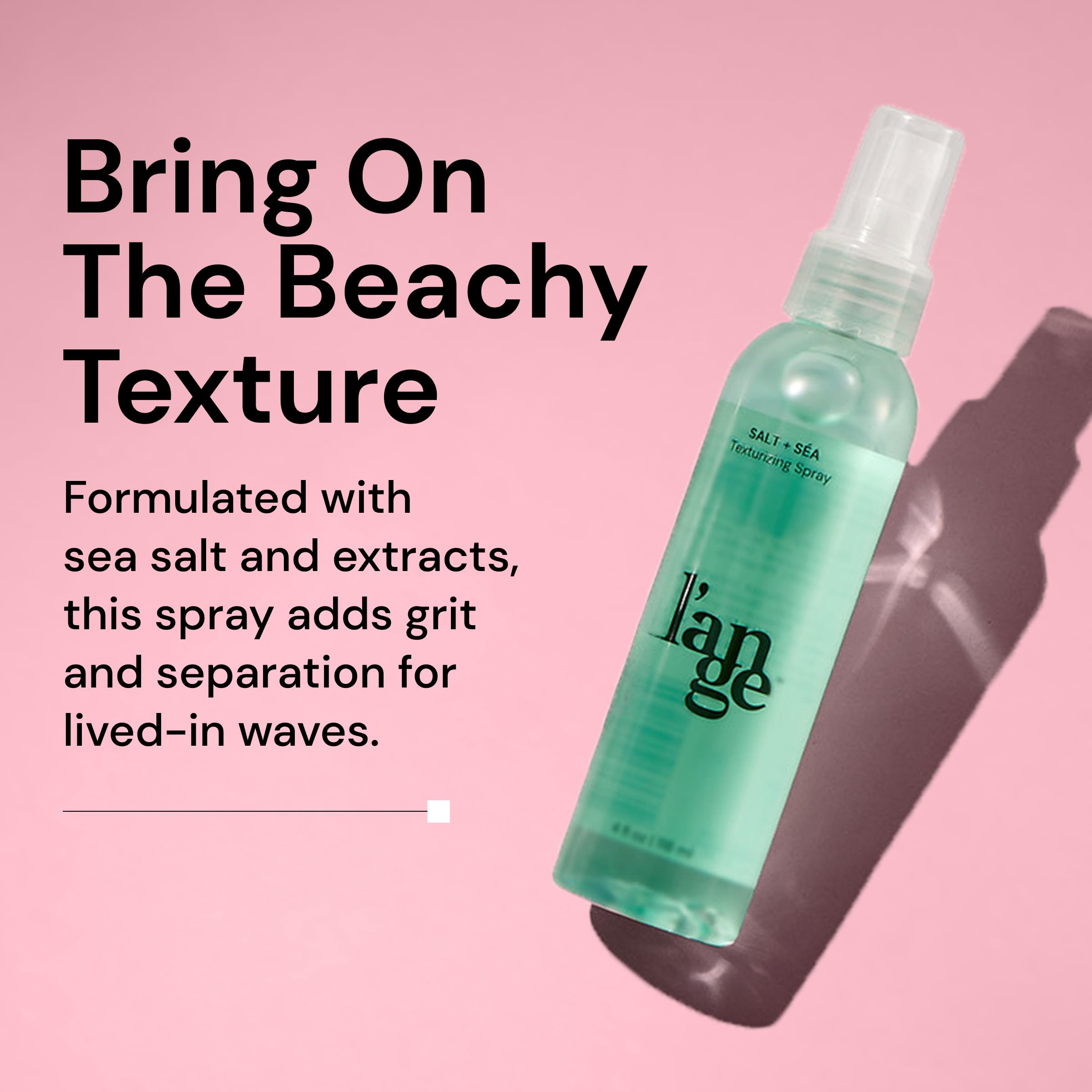 L'ANGE HAIR Sea Salt Texturizing Spray For Effortless Beachy Waves & Volume | Mineral-infused Sea Salt Hair Spray For Touchable Hold & Long-lasting Shine | Fresh, Lightly Tropical Scent | 4 Fl Oz