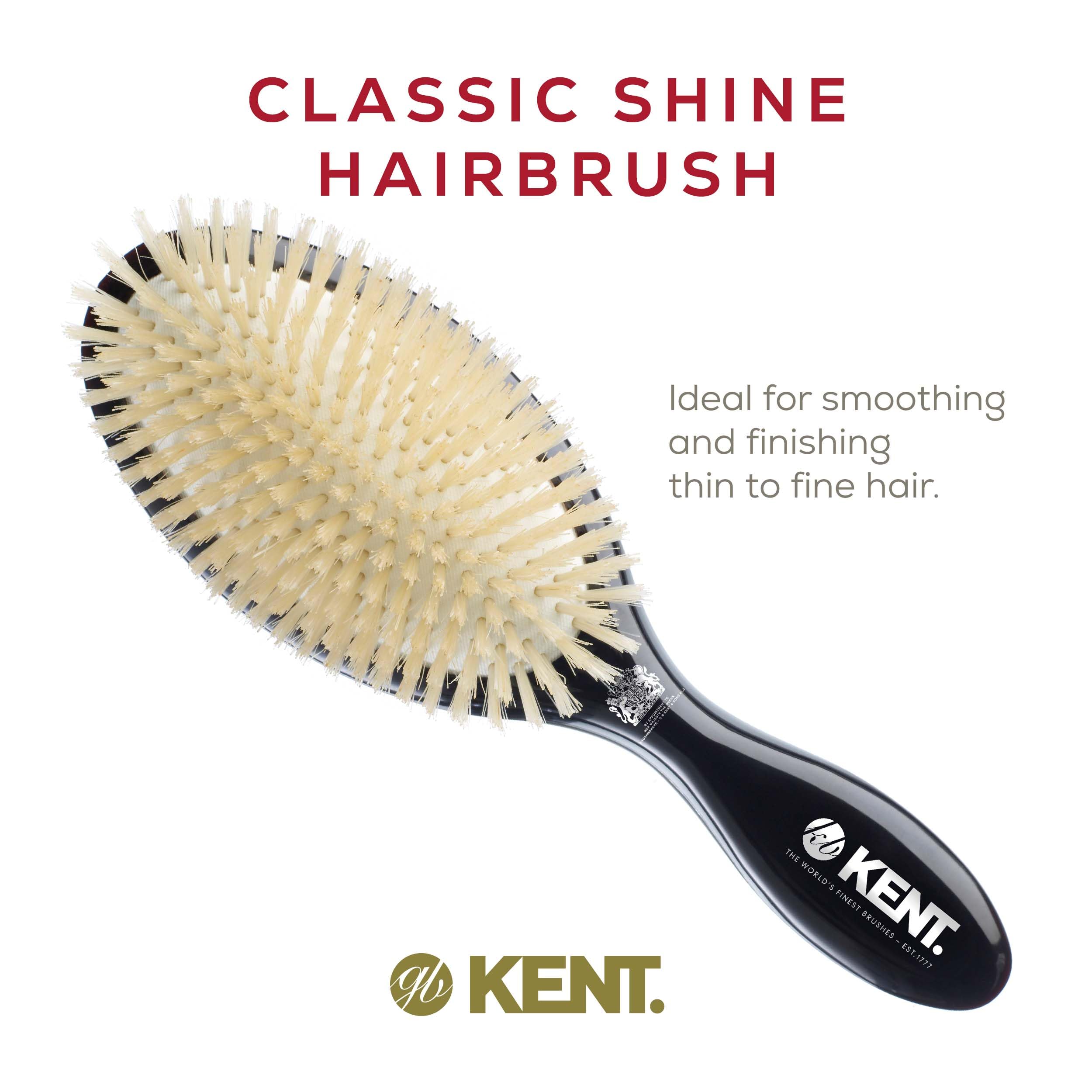 Kent CSGS Ruby Pure Soft White Natural Bristle Small Dressing & Styling Premium Brush