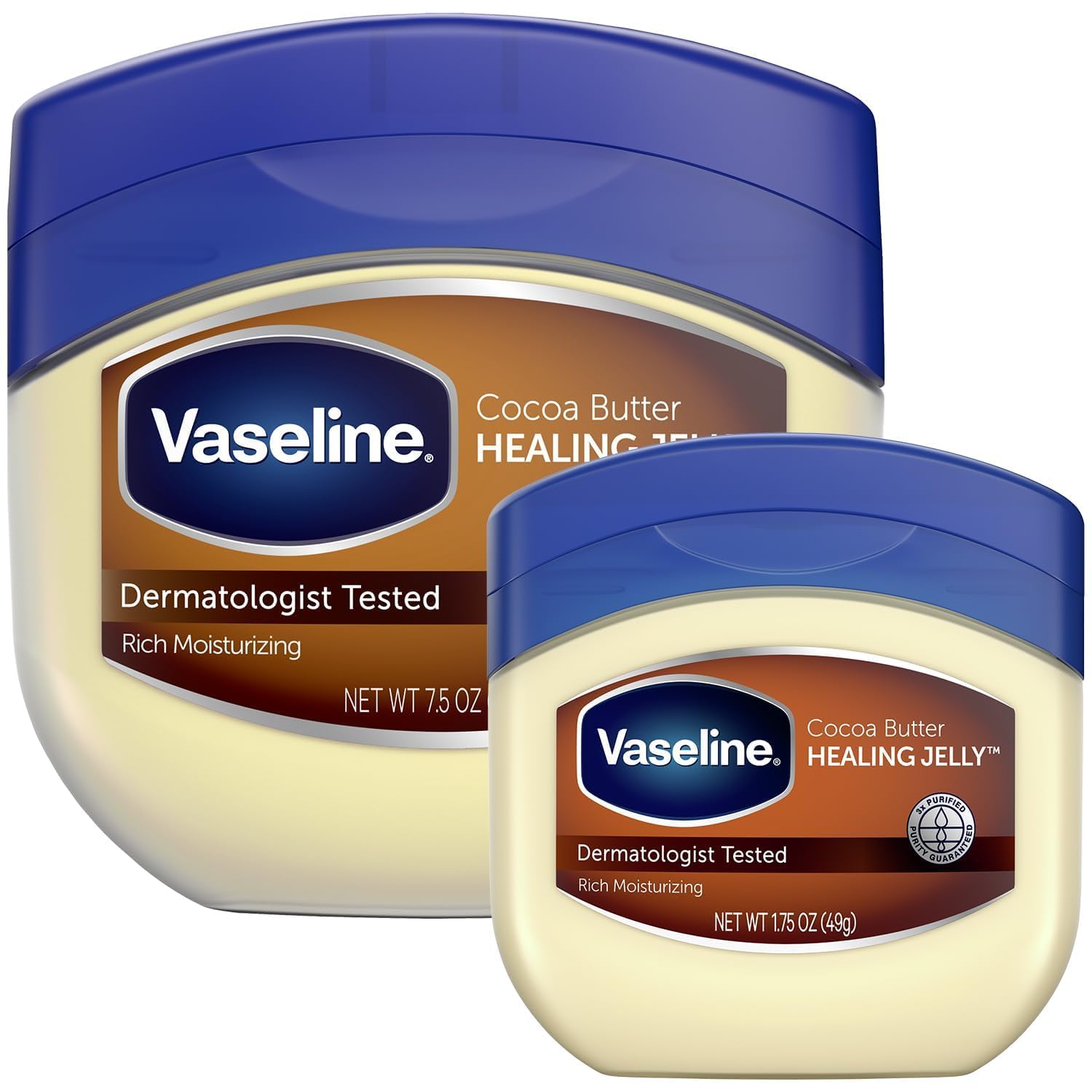 Vaseline Cocoa Butter Healing Jelly Variety Pack, 2 Sizes (7.5 Oz & 1.75 Oz) – Rich Moisturizing Ointment, Protectant & Moisturizer for Dry Skin