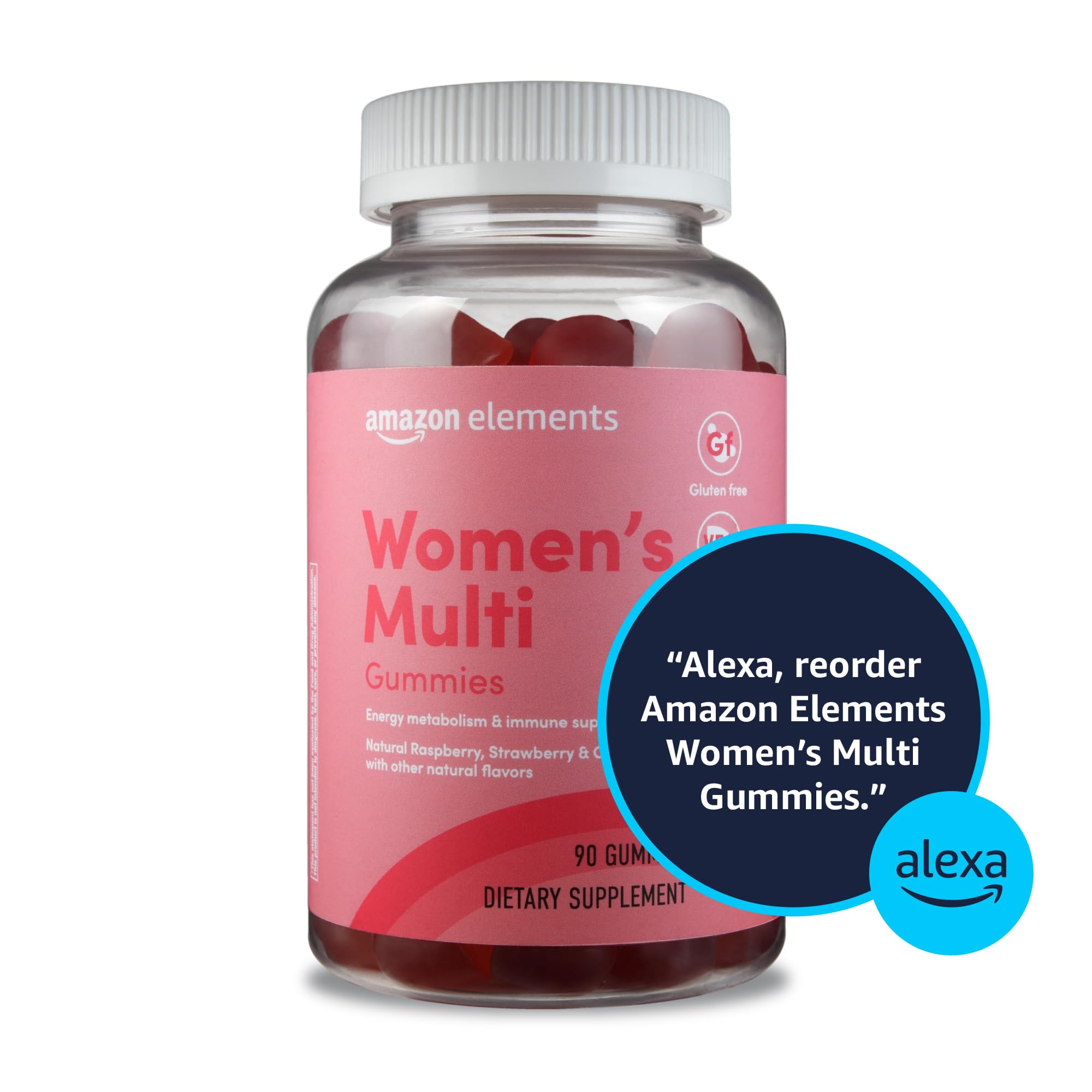 Amazon Elements - Adult Women’s Organic Multivitamins, 90 Gummies (30 servings), Vegetarian, Gluten Free (Previously Revly)