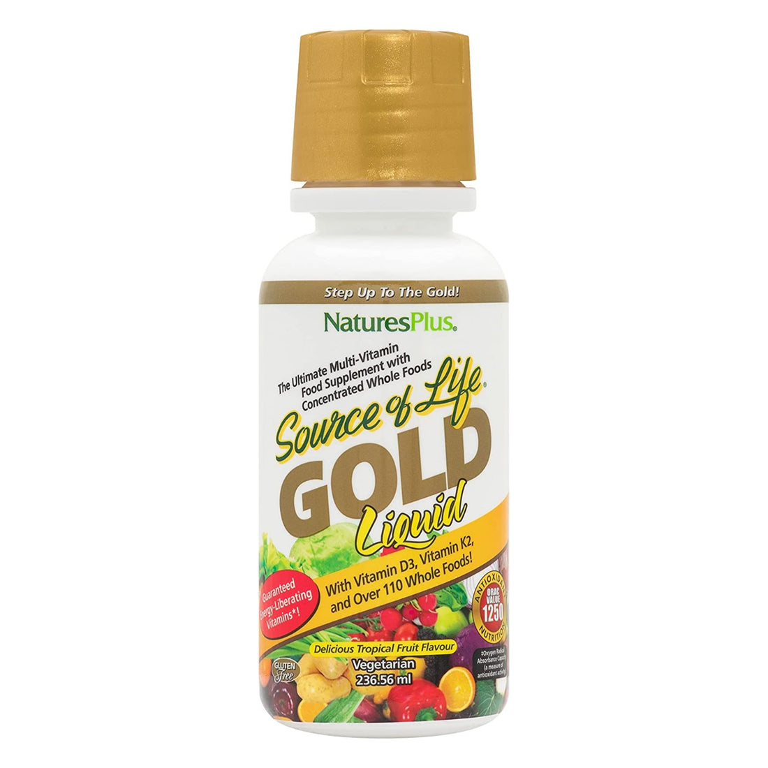 Natures Plus Source of Life Gold Multivitamin Liquid - 8 fl oz, Pack of 2 - with Vitamins D3, B12 & K2 - Vegetarian & Gluten Free - 16 Total Servings