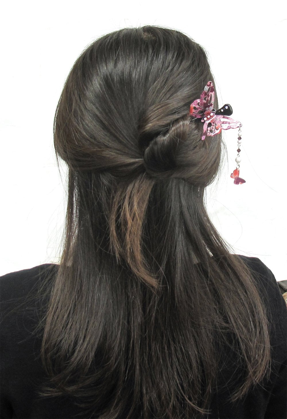 Kanzashi Japanese Chirimen Hair Pin Stick Butterfly Design (Purple)