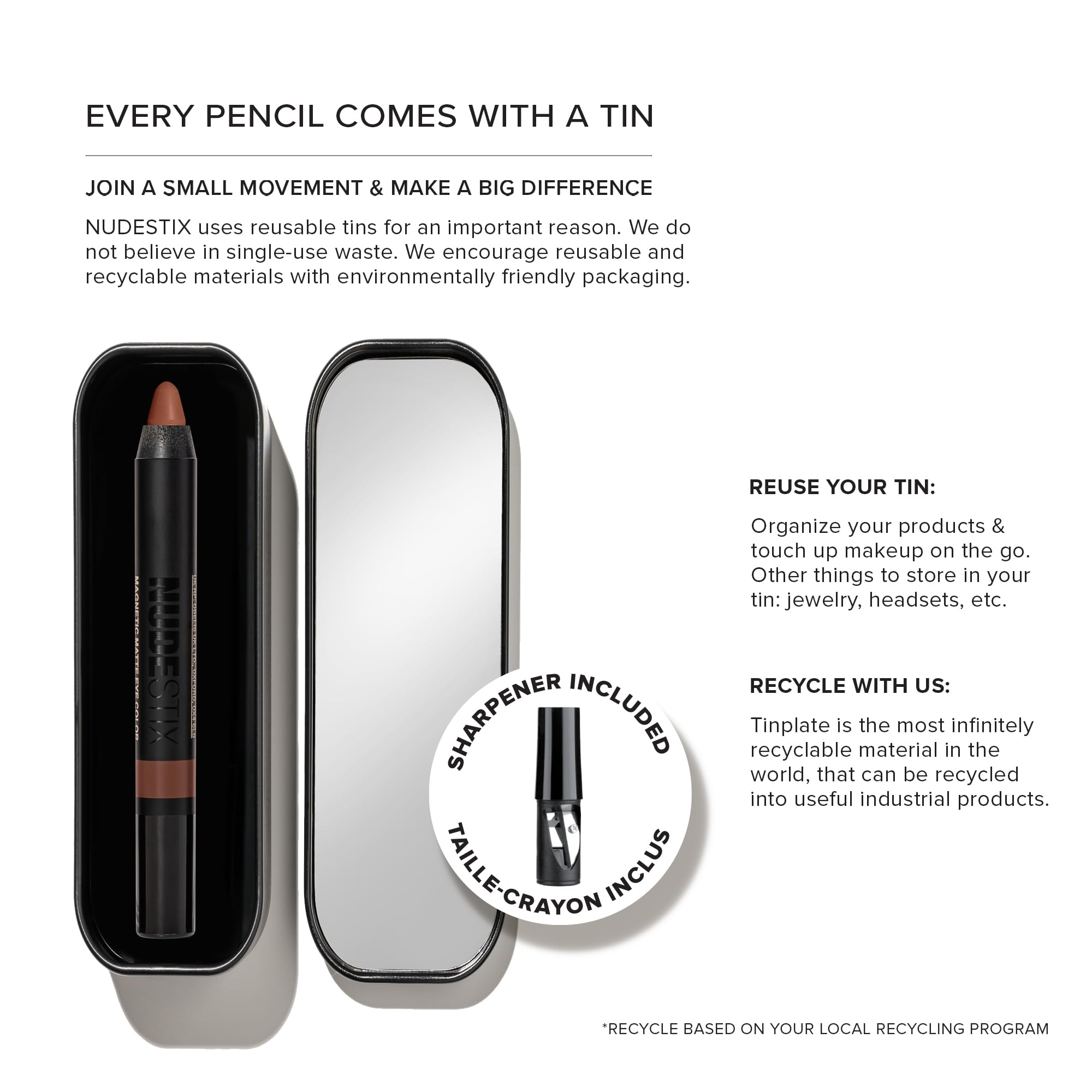 Nudestix Magnetic Matte Eye Color Pencil, Eyeshadow + Eyeliner + Eyelid Primer, Cream Makeup Stick, Long Lasting, Waterproof, Shade: Hot Stone