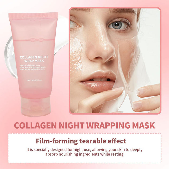 Ueseinl Collagen Overnight Wrapping Mask Peel Off Collagen Face Mask, Hydrates & Firming Korean Overnight Collagen Facial Hydrogel Masks For Glass Skin