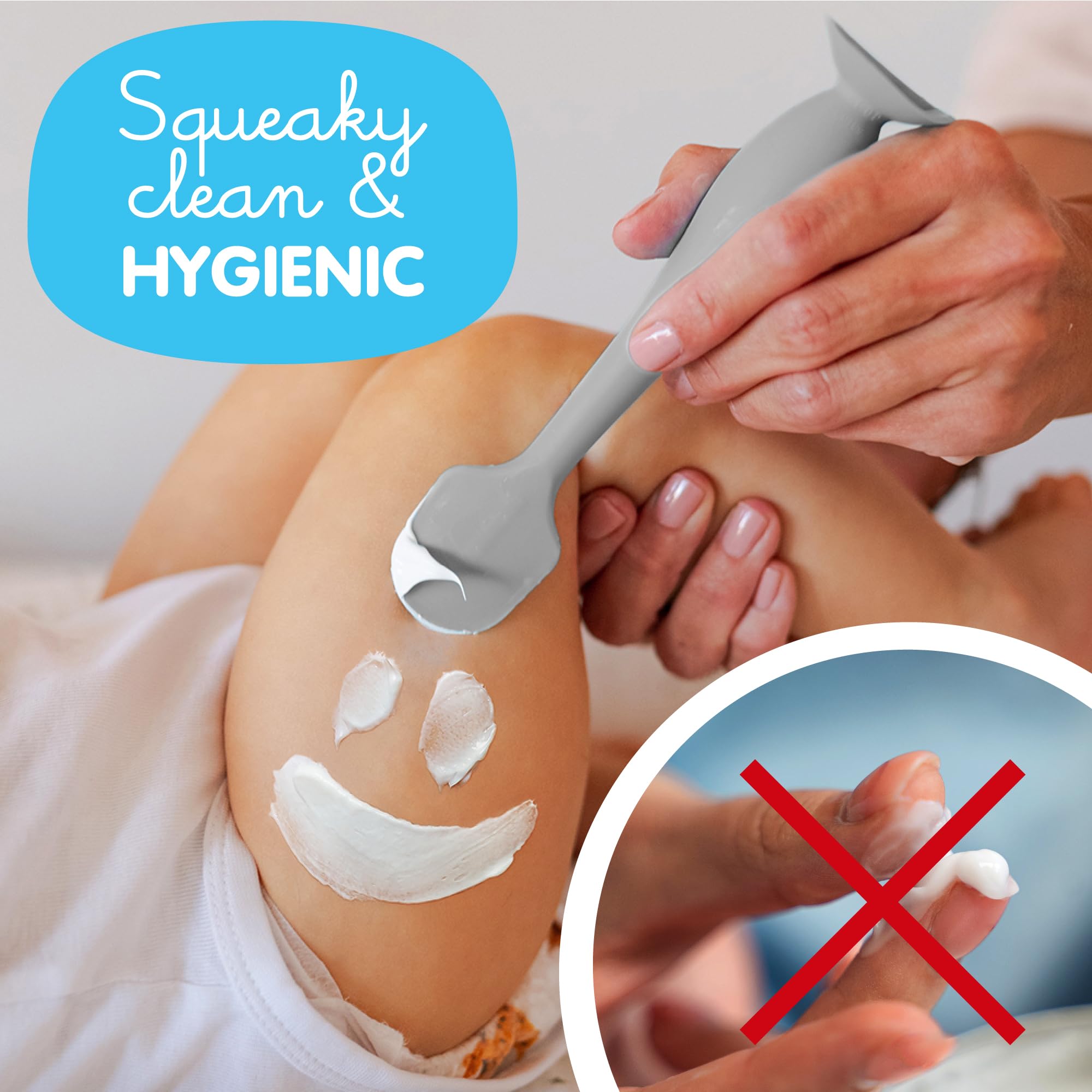 Bumco Baby Bum Brush + Mini Diaper Cream Spatula with Case - BPA-Free Butt Spatula Baby, Soft Diaper Spatula, Baby Diaper Cream Applicator, Mom-Invented Diaper Bag Essentials, Butt Spatula