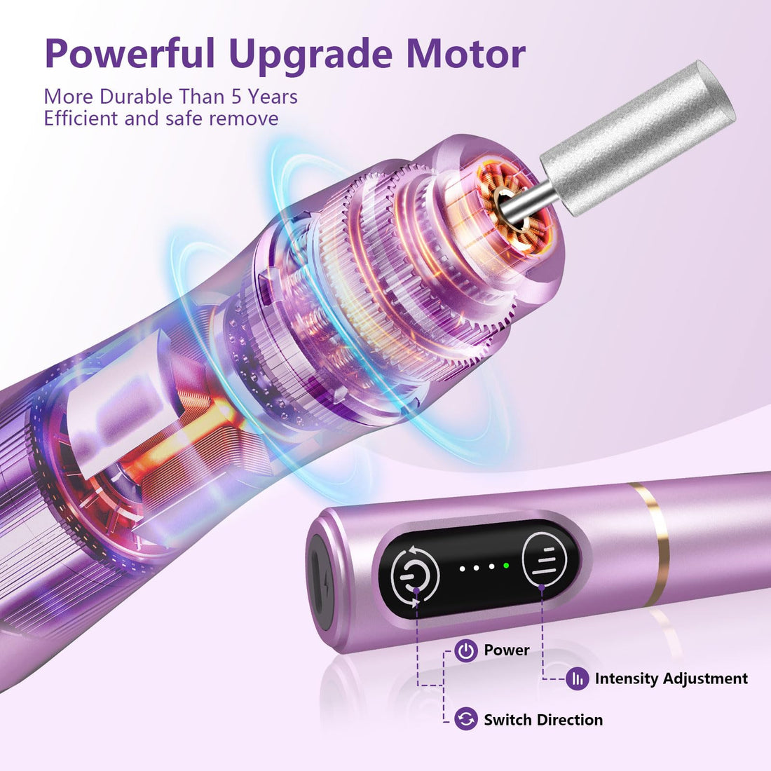 TUOBEO Cordless Nail Drill Electric Nail File Kit Rechargeable Professional Efile Nail Set, Portable Acrylic Gel Nail Polish Remover Machine Pedicure Manicure Tool, 11 Bits 56 Sanding Bands Salon Home