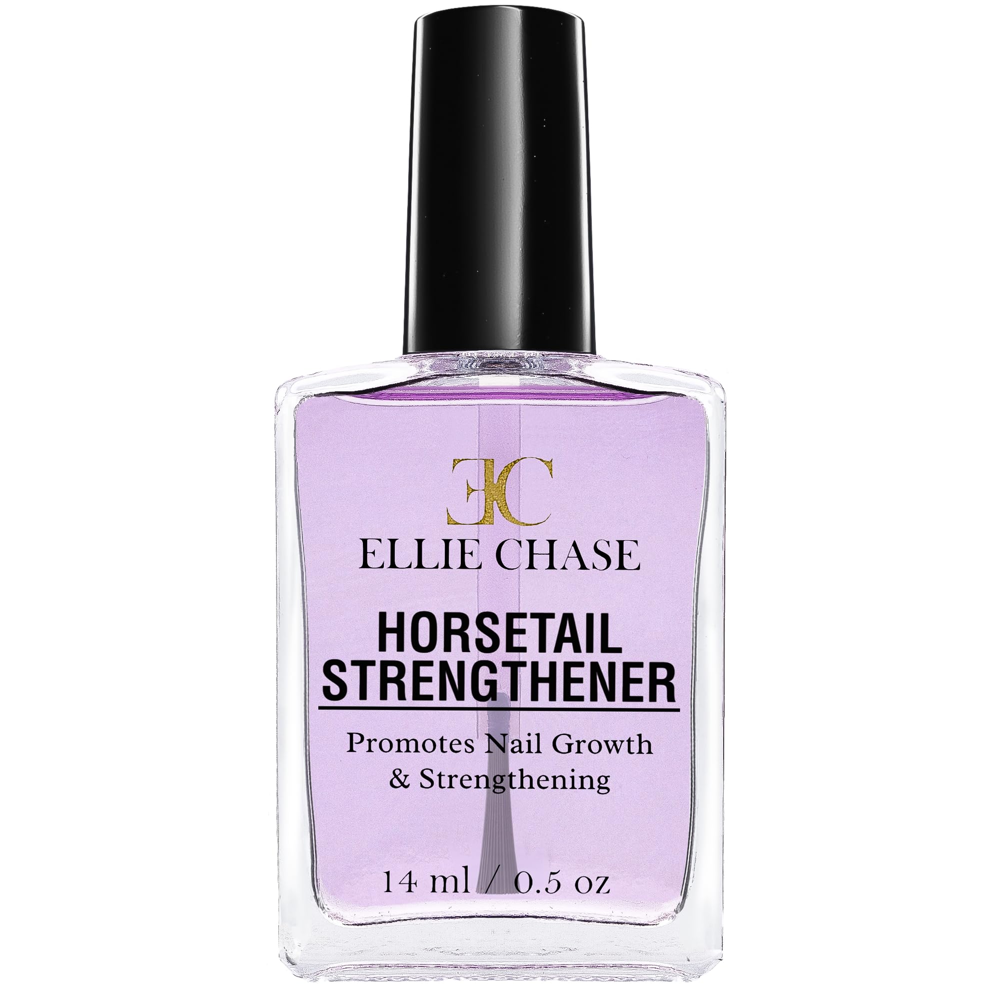 Ellie Chase Nail Strengthening & Growth Nail Polish Treatment With Horsetail Grass Extract, 0.5 Fl oz - No Formaldehyde, Toluene or DBP - Can Be Used as Base Coat or Top Coat