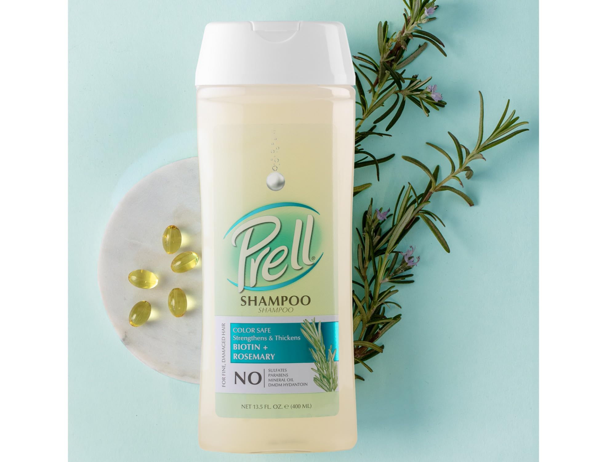 Prell Biotin + Rosemary Strengthens & Thickens Color Safe Shampoo & Conditioner for Fine, Damaged Hair 13.5 fl.oz