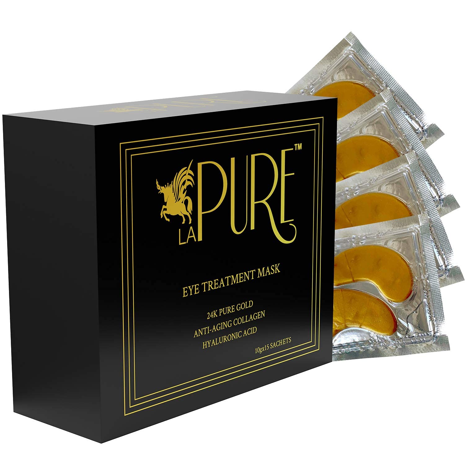 LA PURE 24K Gold Eye Treatment Mask, (Pack of 15)