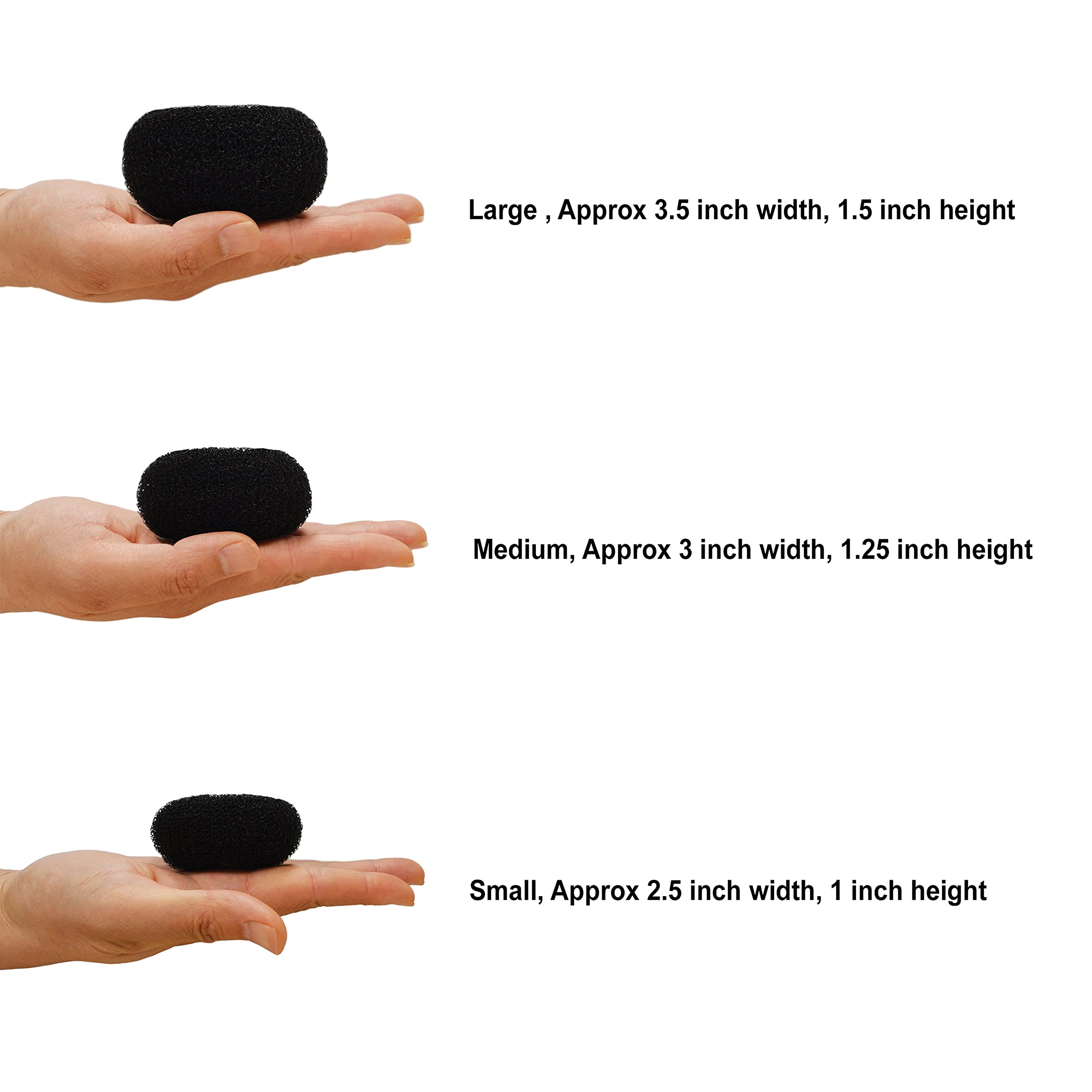 Beaute Galleria - Bundle 3 Pieces Chignon Hair Donuts Ring Style Bun Maker (Large, Medium, Small) (Black)