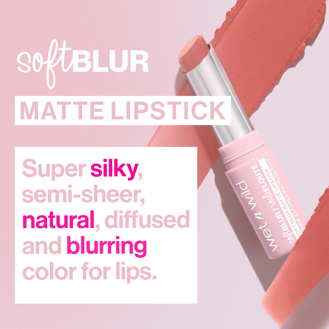 wet n wild Soft Blur Matte Lipstick, Velvety Semi-Sheer Buildable Color, Soft Matte Powdery Finish, Comfortable Wear, Vegan & Cruelty-Free - Homecoming Queen