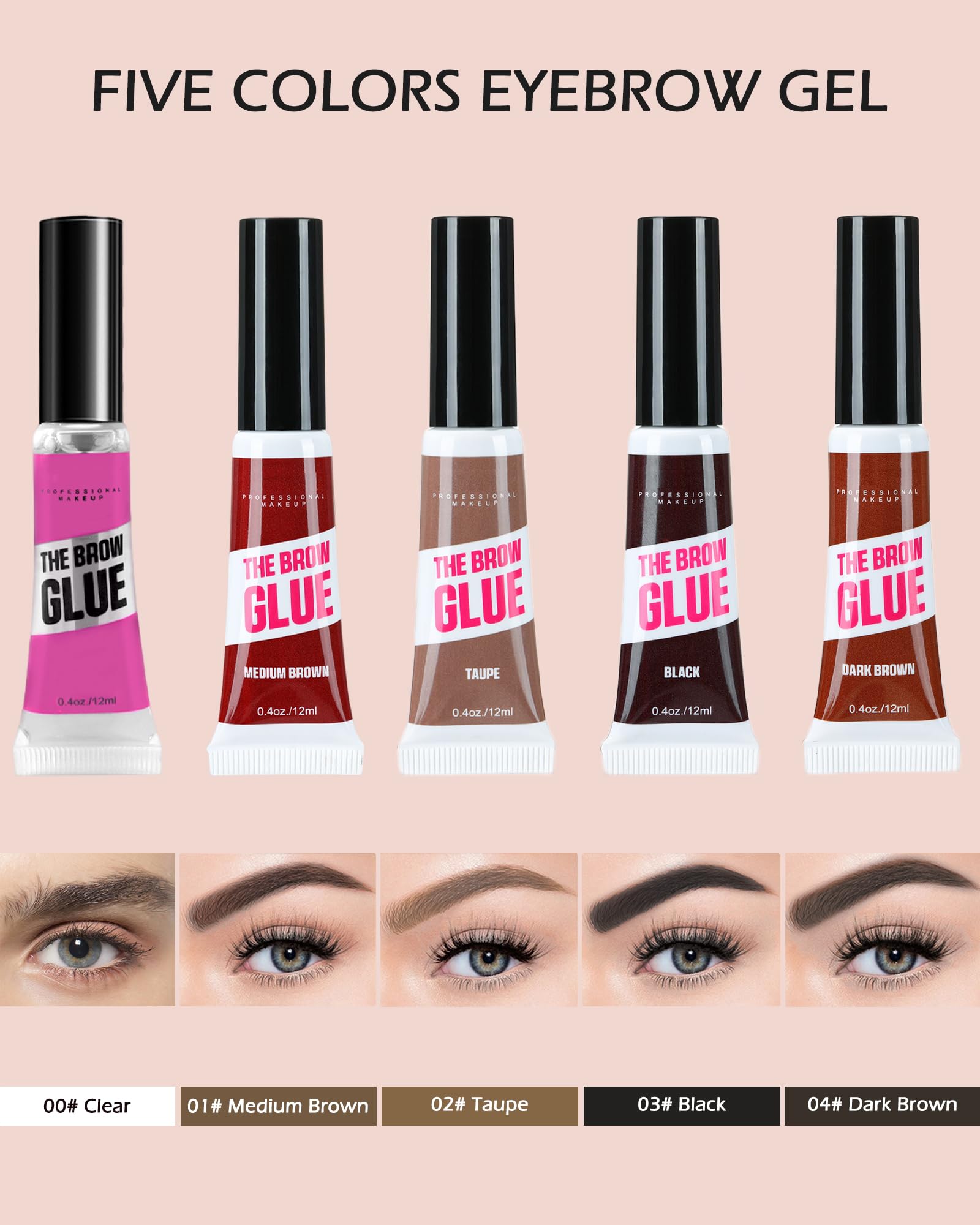 Waterproof Brow Gel Clear-2PCS Strong Hold Eyebrow Gel,Eyebrow Mascara Long-Lasting Quick-Drying Transfer-Proof Brow Setting Gel, Brow Shaping Gel for Natural-Looking Brows, Women Gift Eye Makeup-00#