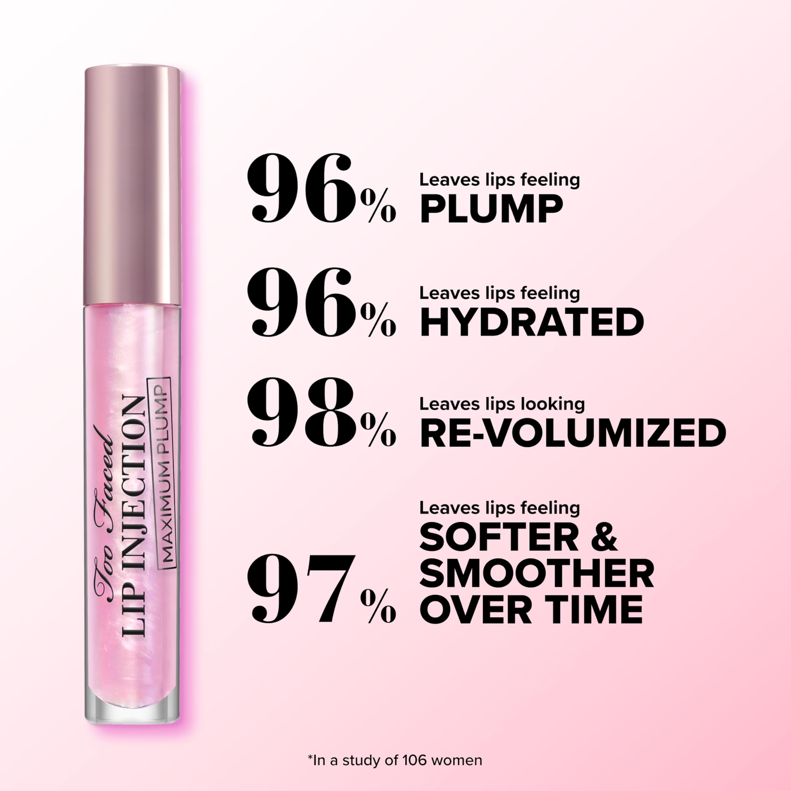 Too Faced Lip Injection Maximum Plump Extra Strength Lip Plumper Gloss | Hydrating + Plumping, Travel Size, 0.1 Fl Oz, Original