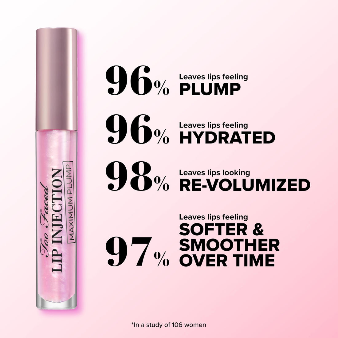 Too Faced Lip Injection Maximum Plump Extra Strength Lip Plumper Gloss | Hydrating + Plumping, Travel Size, 0.1 Fl Oz, Original