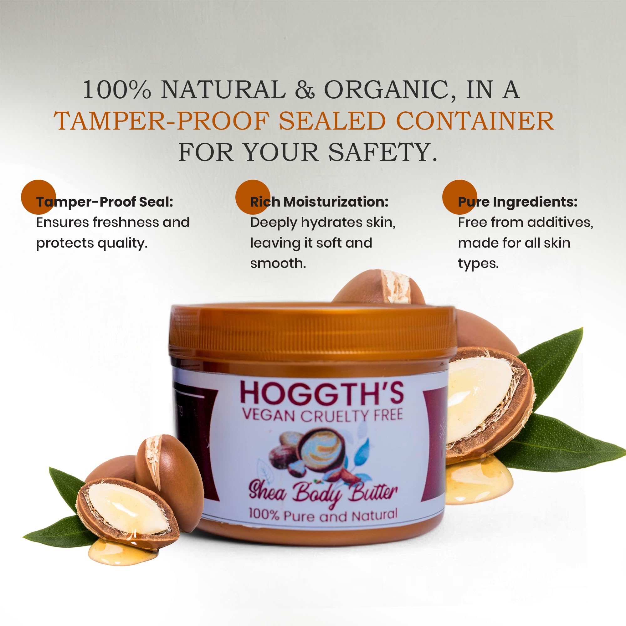 HOGGTH Natural Organic Moisturizers- 100% Pure Grade-A African Shea Body Butter- Suitable for Whipping, DIY Skin Care & Self Care - For Face,Body and Hair.