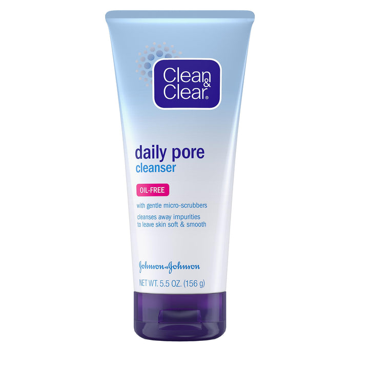 Clean & Clear Daily Pore Facial Cleanser for Soft, Smooth Skin, Oil-Free Acne Face Wash for Normal, Oily & Combination Skin Care, 5.5 oz