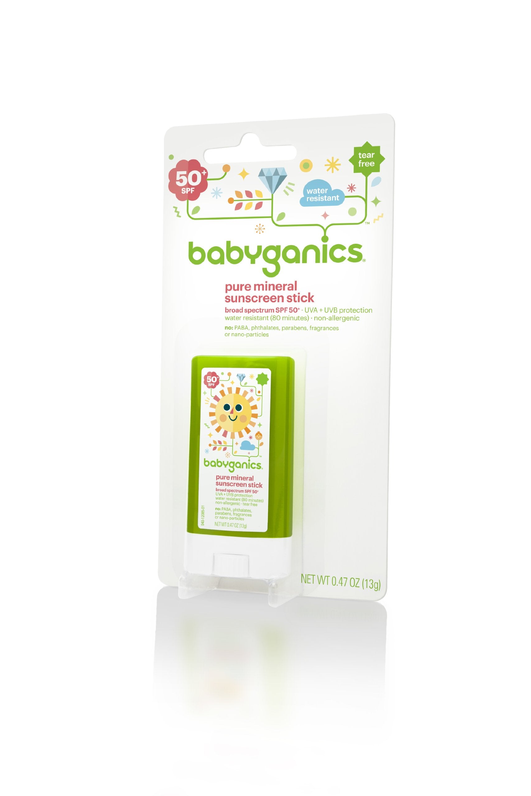 Babyganics Pure Mineral Sunscreen Stick SPF 50, 0.47oz (Pack of 2)
