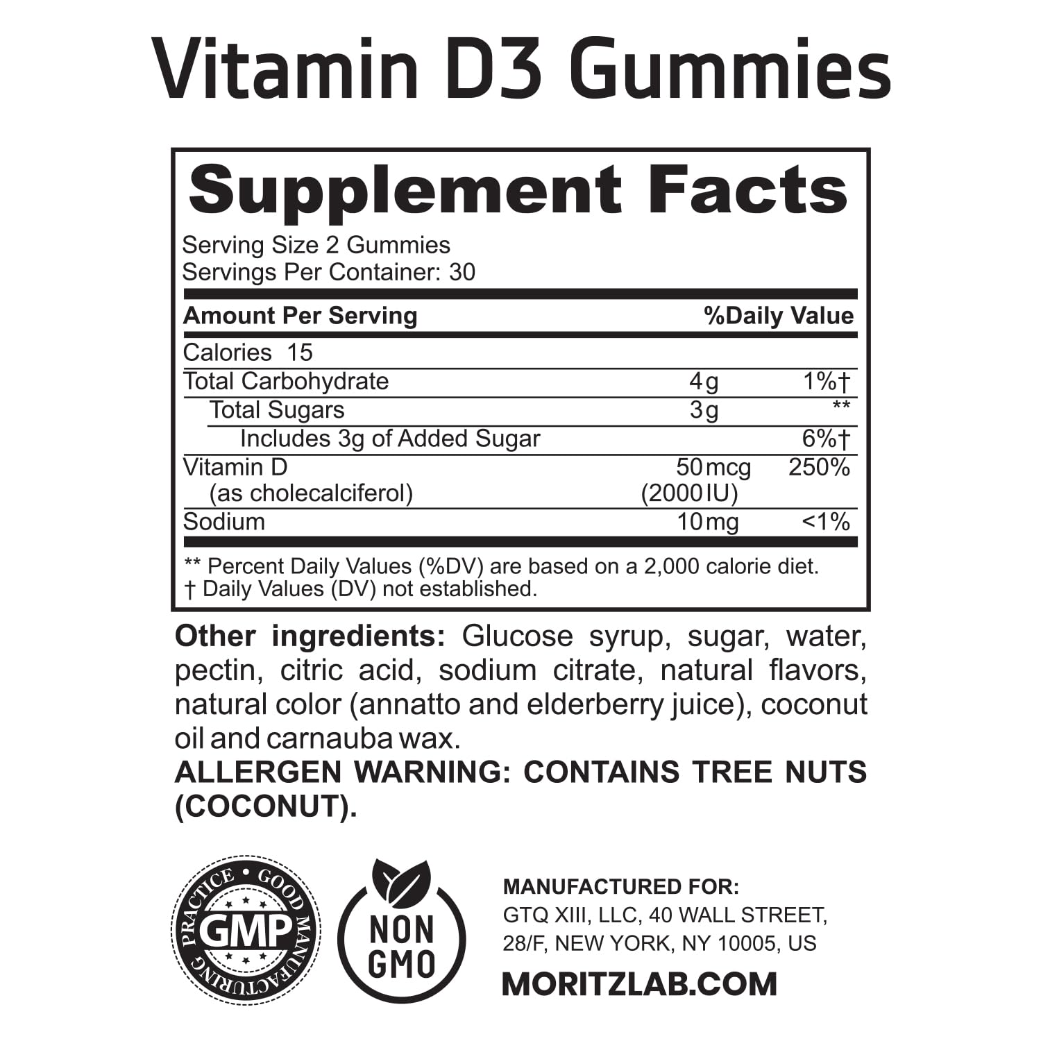 DR. MORITZ Vitamin D Gummies for Kids and Adults (2000 IU) - Chewable Kids Vitamin D Supplement for Immune Support - Vegetarian and Gelatin-Free, 2 Pack (120 Count)