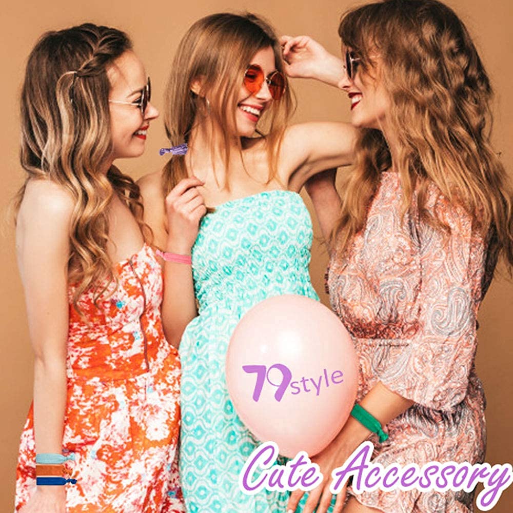 Elastic Hair Ties, No Crease Ouchless Ribbon Ponytail Holders, Bows Rubber Yoga Twist Hair Bands Accessories, Hand Knotted Fold Over Printed Patterns and Solid Colors (100 pack)