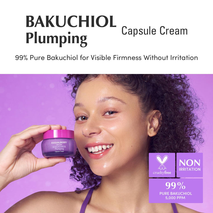 Bakuchiol Plumping Capsule Cream – Retinol Alternative Moisturizer for Firming and Pore Care with 99% Pure Bakuchiol, 5 Types of Collagen & Ceramide Complex, 1.69 fl.oz / 50ml