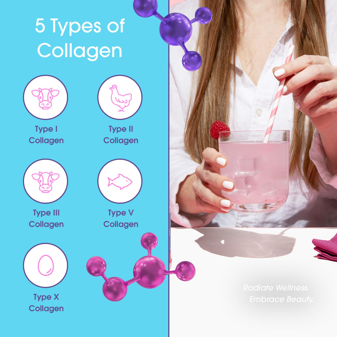 Obvi Hydration Powder | Electrolyte & Collagen Peptide Complex | 5 Types of Collagen with Hyaluronic Acid | Supports Skin Elasticity & Joint Health | Sugar-Free | Raspberry Rose, 30 Servings