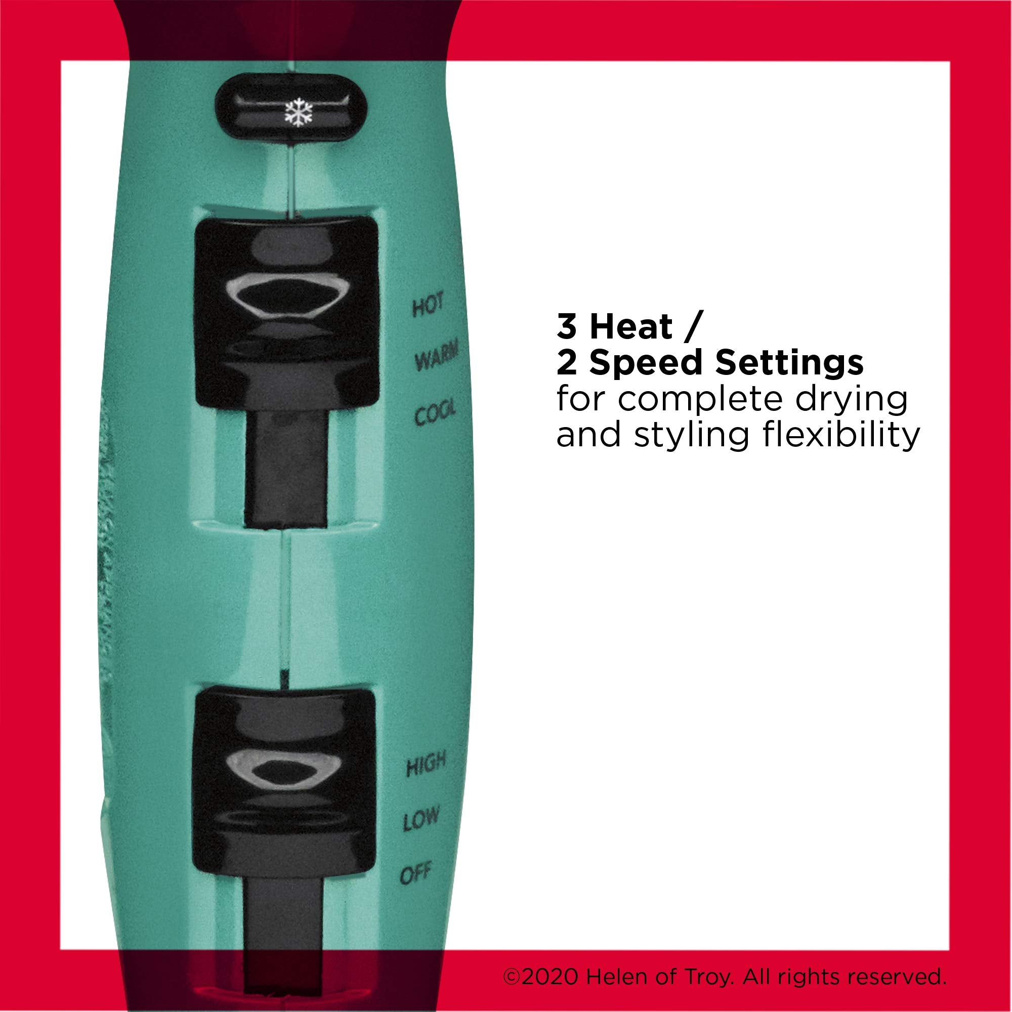 REVLON Volume Booster Hair Dryer with Diffuser | Voluminous Lift and Body | 1875W Blow Dryer with Ionic Technology for Salon Styled Finish with Less Frizz (Green)
