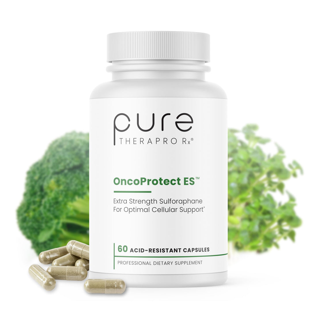 Pure TheraPro Rx OncoProtect ES HIGH DOSE Sulforaphane Supplement, Made in USA | 2 Month Supply | 706 mg Patented Activated BroccoRaphanin Broccoli Seed Extract | Glucoraphanin + Myrosinase