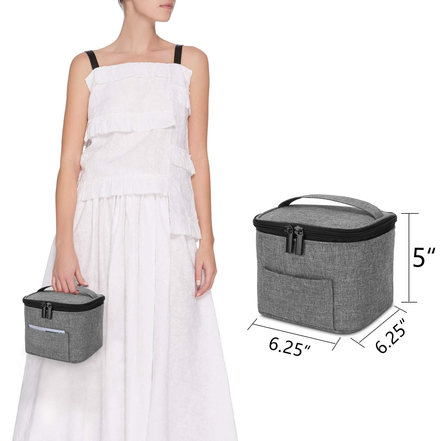 Luxja Breastmilk Cooler Bag (Hold Four 5 Ounce Breastmilk Bottles), Leakproof Breast Milk Cooler for 4 or 5 Ounce Bottles (Bag Only), Gray