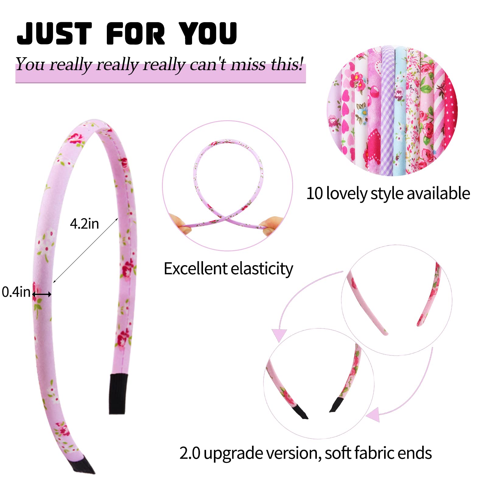 Candygirl Girls' Flora Stripe Heart Alice Hair Band Girls headbands For Girls Value Pack(Assorted 10pcs per Pack)