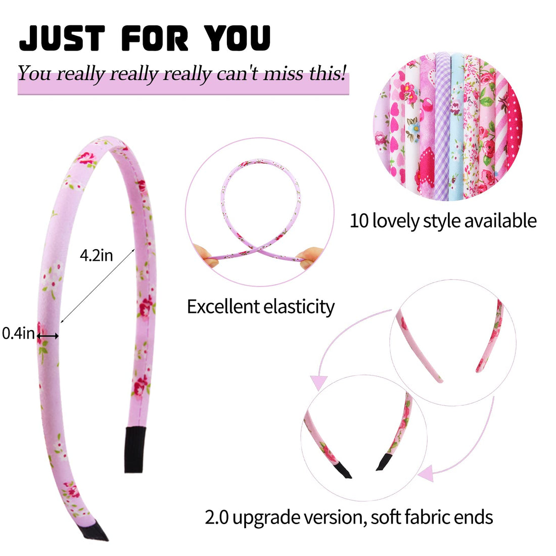 Candygirl Girls' Flora Stripe Heart Alice Hair Band Girls headbands For Girls Value Pack(Assorted 10pcs per Pack)