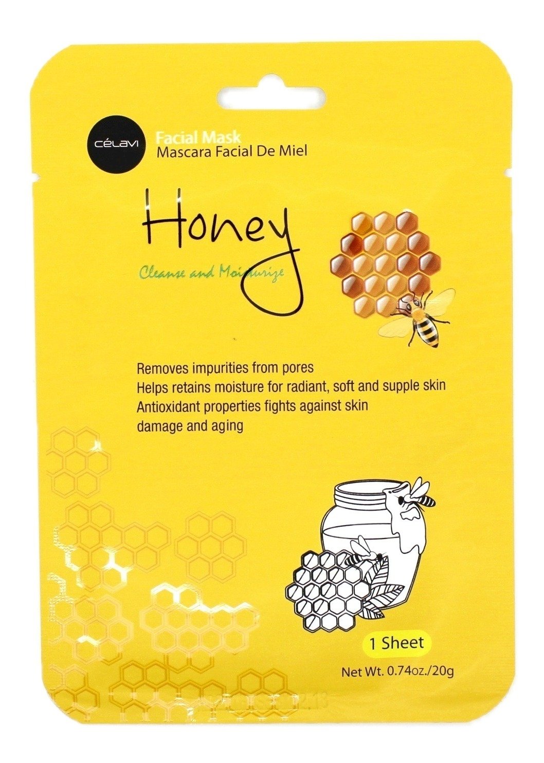 Celavi Essence Facial Mask Paper Sheet Korea Skin Care Moisturizing 24 Pack (Honey)