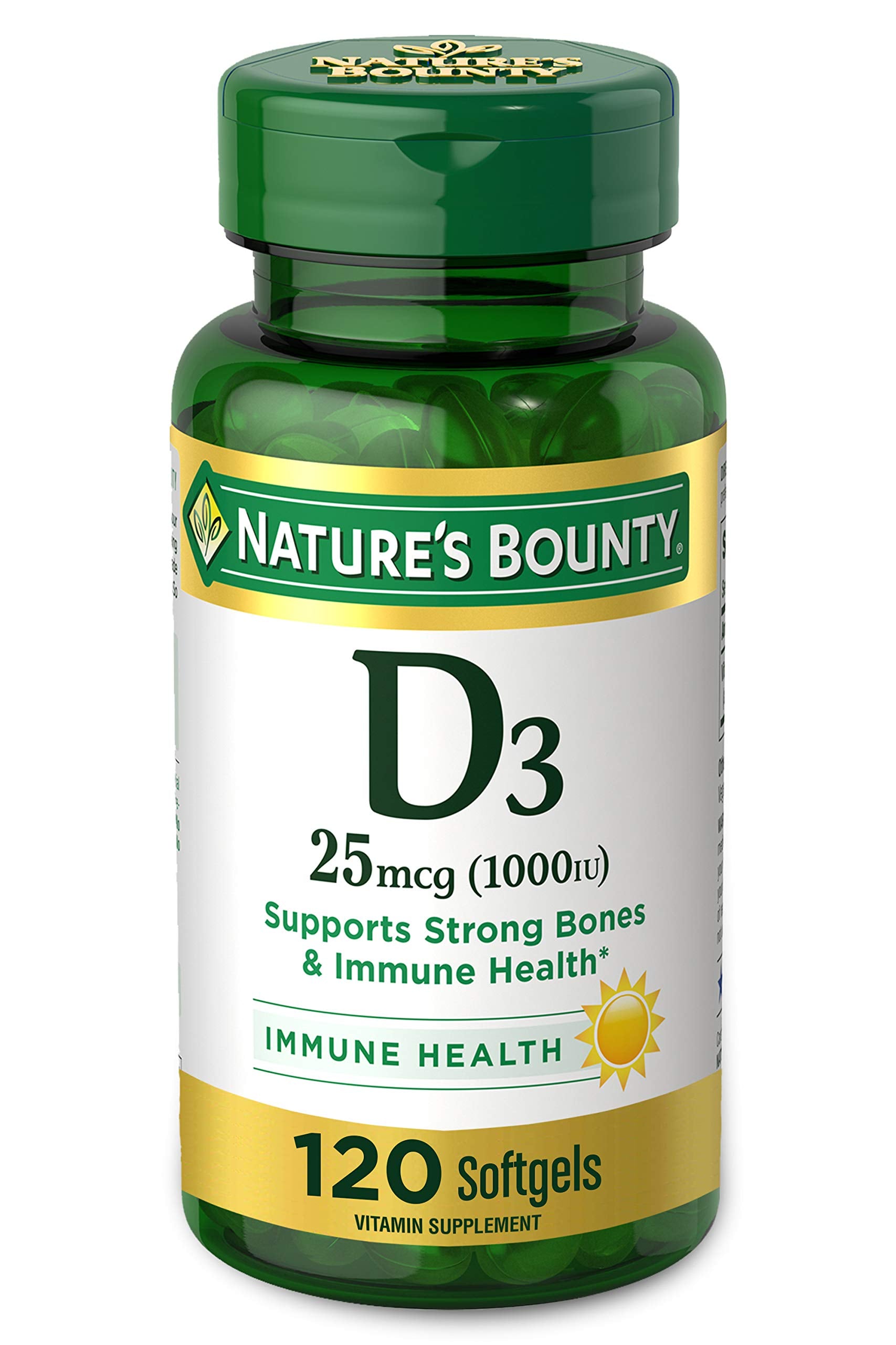 Nature's Bounty Vitamin D3 1000 100 mg Soft Gels, 120 Count