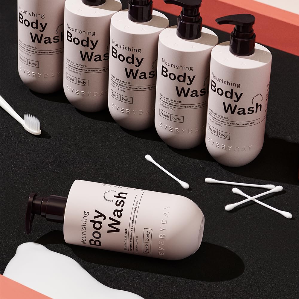 frank body Nourishing Body Wash | Vegan & Cruelty Free | Gentle and Soothing with Oat Extract, Avocado Oil and Squalene | Vanilla and Sandalwood Scent (360 mL/ 12.17 fl oz)