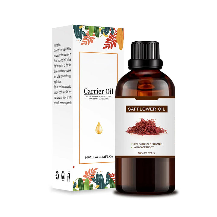 100% Pure Safflower Oil Essential Oil for Hair Growth,Non-GMO High Oleic Natural Organic Safflower for Skin,Dry Damaged Body & Face Moisturizing