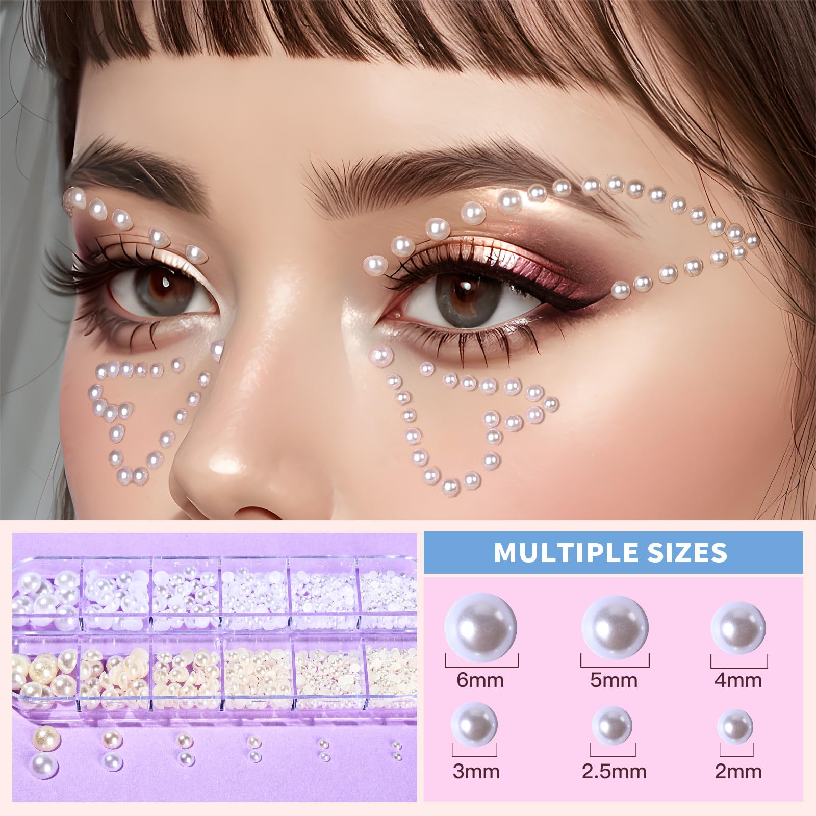 Teenitor Face Glitter with Face Gems Face Glue for Women, Face Pearls & Body Glitter Set for Makeup, Hair Glitter Face Jewels with Wax Pencil, Red Glitter Sparkles Rhinestones for Face