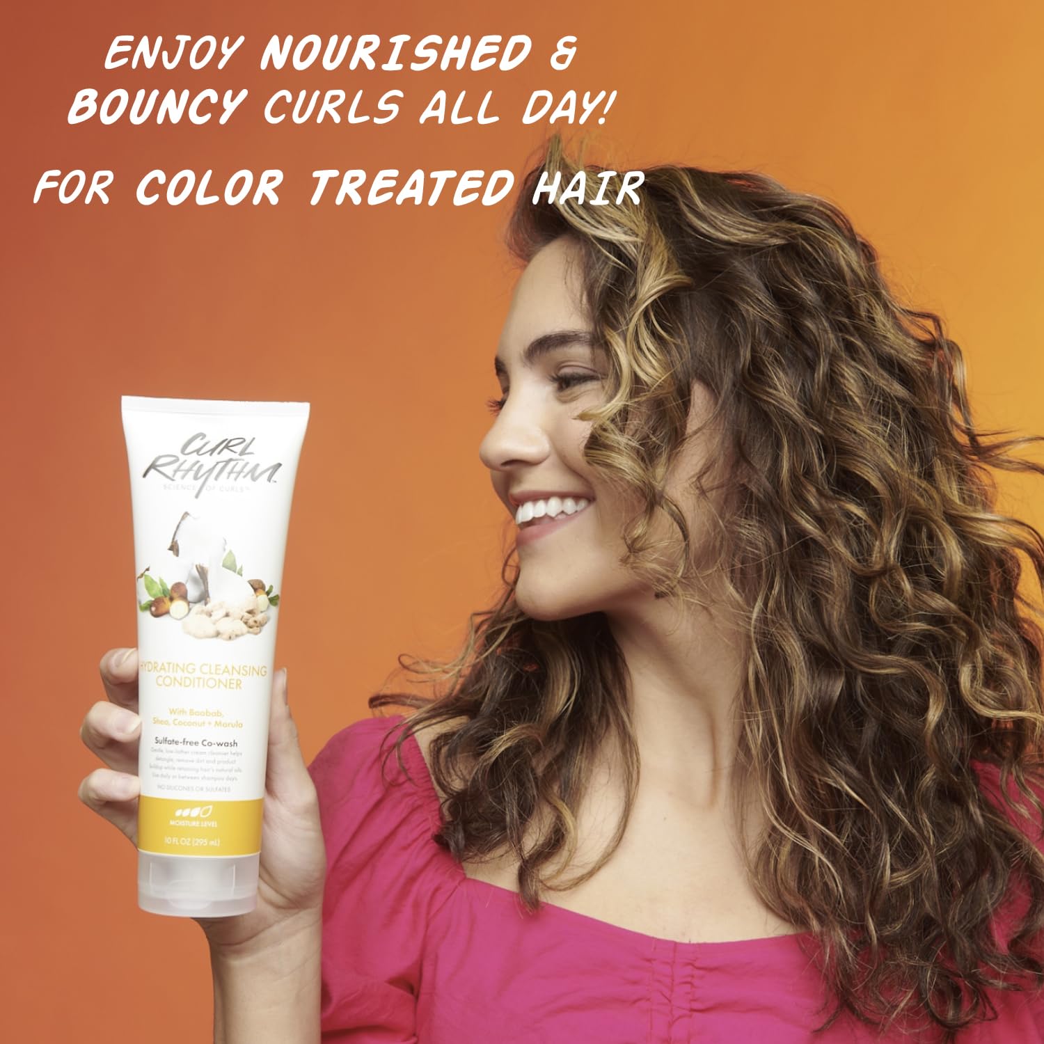 Curl Rhythm Hydrating Cleanser Conditioner - Co-wash with Shea, Marula, and Coconut - Curly Hair Conditioner - Removes Dirt and Buildup - 10 oz