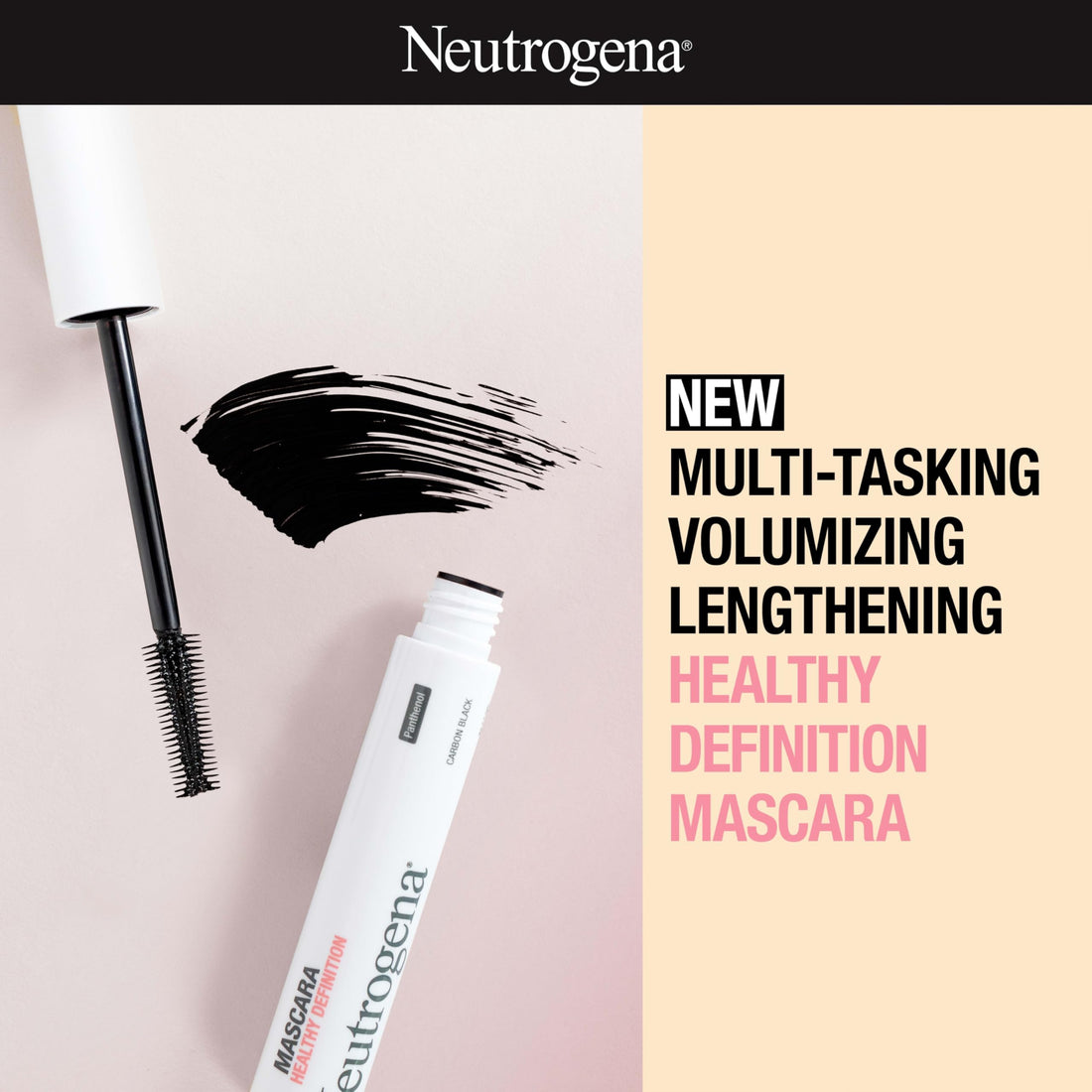 Neutrogena Healthy Definition Mascara, Eyelash Mascara Defines, Lifts, Curls, Lengthens & Volumizes Lashes, Dual-Sided Comb + Brush for Natural Application, Black Brown, 0.27 oz