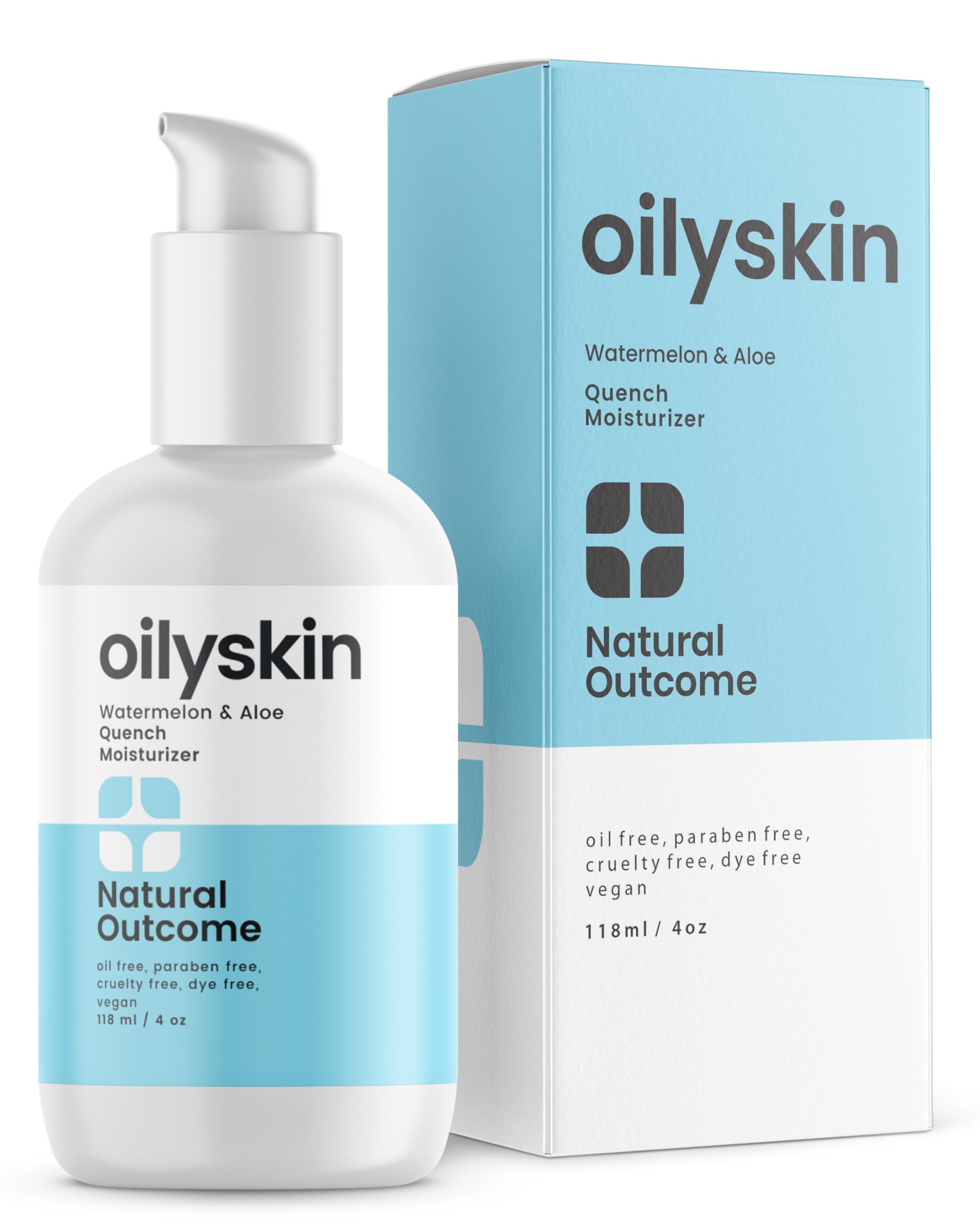 Oily Skin Moisturizer | Oil Free Daily Facial Moisturizer Gel w/Hyaluronic Acid | Watermelon & Aloe Vera Hydrating Face Lotion | Non-Greasy Lotion for Oily Skin Types | 4 oz by Natural Outcome