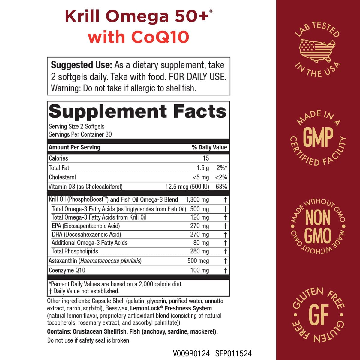 Purity Products - Krill Omega 50+ with CoQ10, 60 Dietary Supplement Softgels