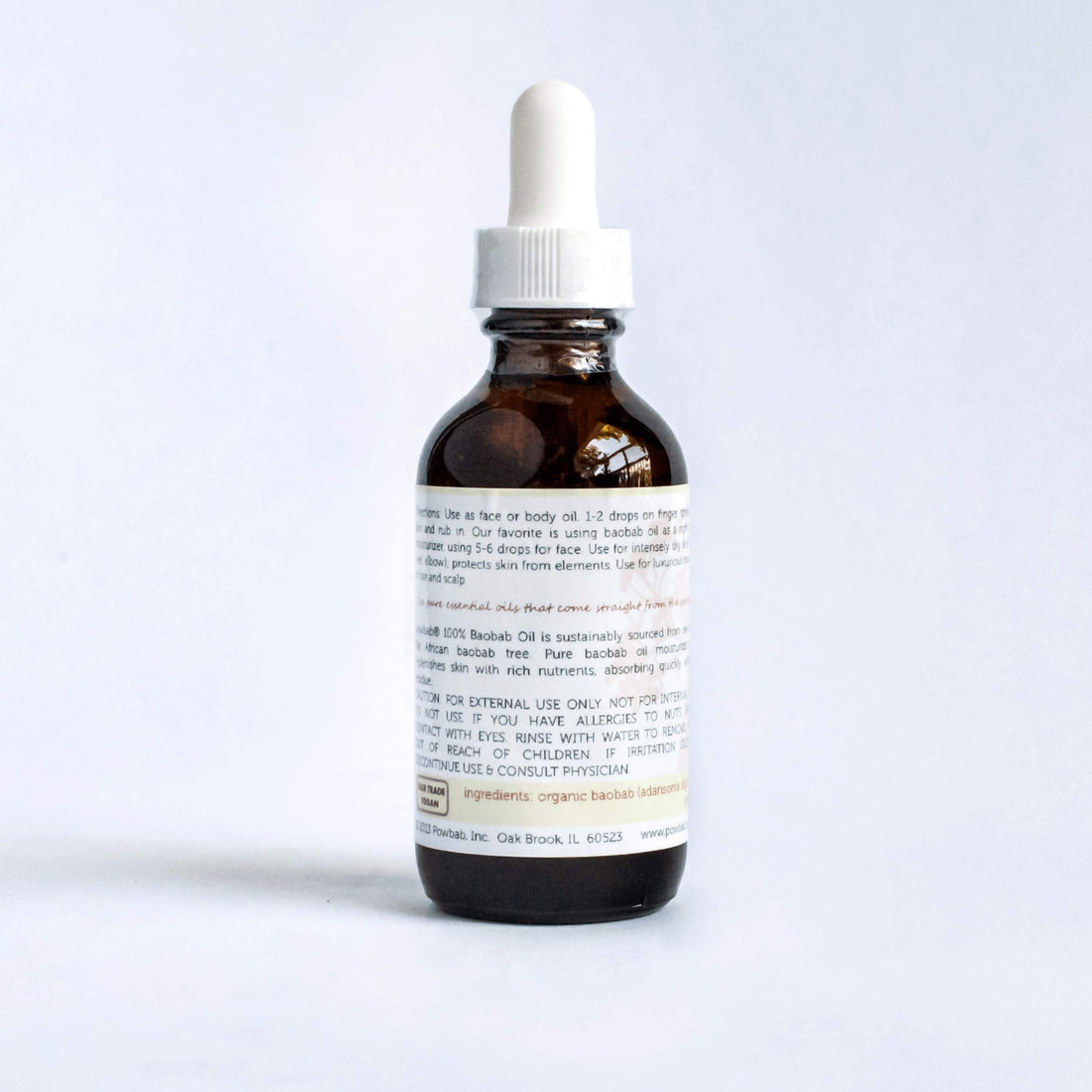 powbab 100% Baobab Oil Cold Pressed - 2 oz. bottle