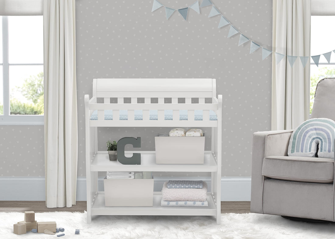 Delta Children Eclipse Changing Table with Changing Pad, White