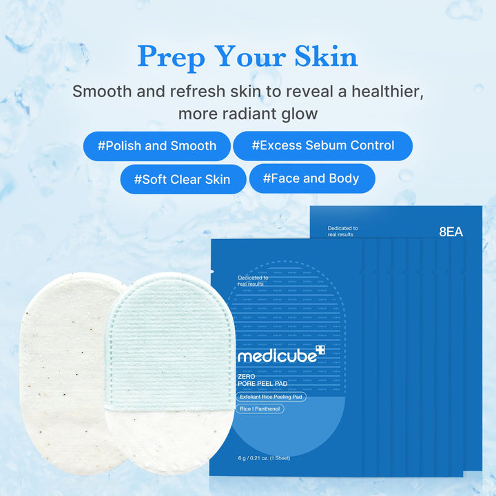 Zero Pore Peel Pads (8ea) | Smoothing Mitt for Face & Body | Rice Extract, Natural AHA & Panthenol | Double-Sided Organic Cotton & Microfiber Pads | Polish for Smooth, Clear Skin | Korean Skin Care