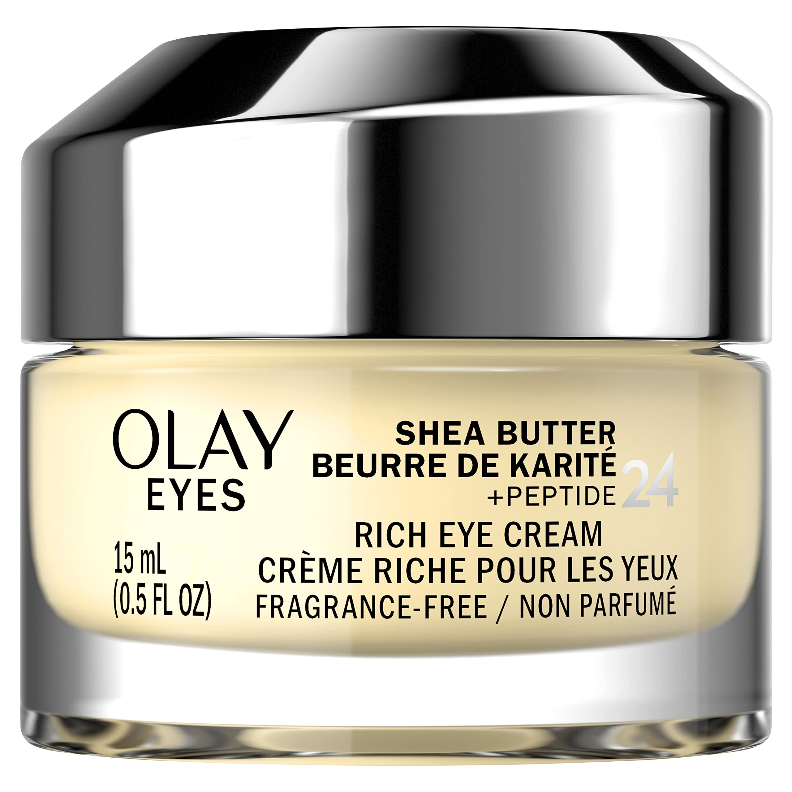 Olay Eyes Shea Butter+Peptide 24 Rich Eye Cream, Fragrance Free, 0.5 oz.