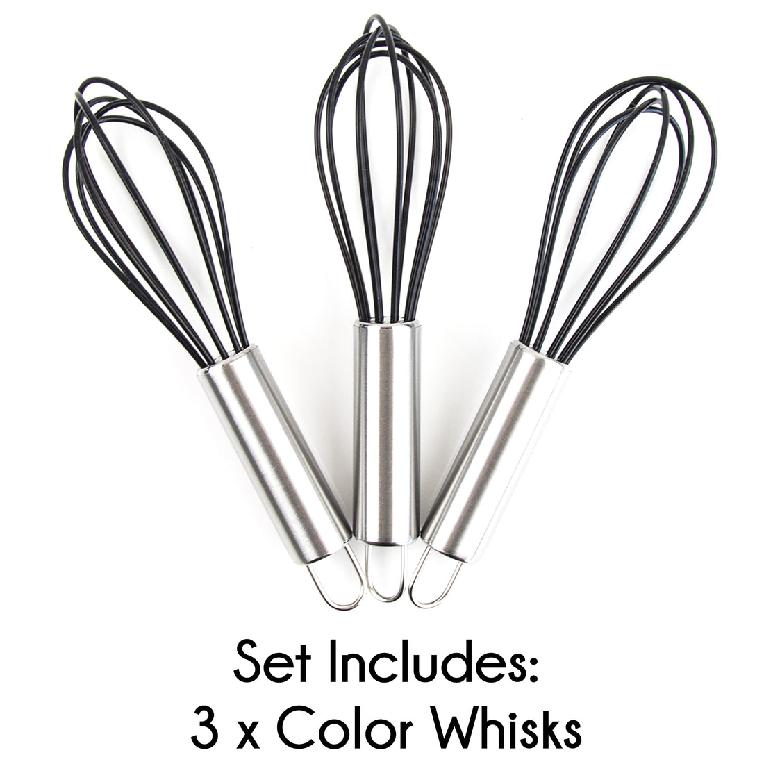 Hair Color Whisk - Set of 3 - Hair Color Mixer - Silicone with Stainless Steel Handle - Salon Hair Wisk - Color Whisk - Hair Whisk Color Mixer - Hair Dye Whisk - Color Wisk