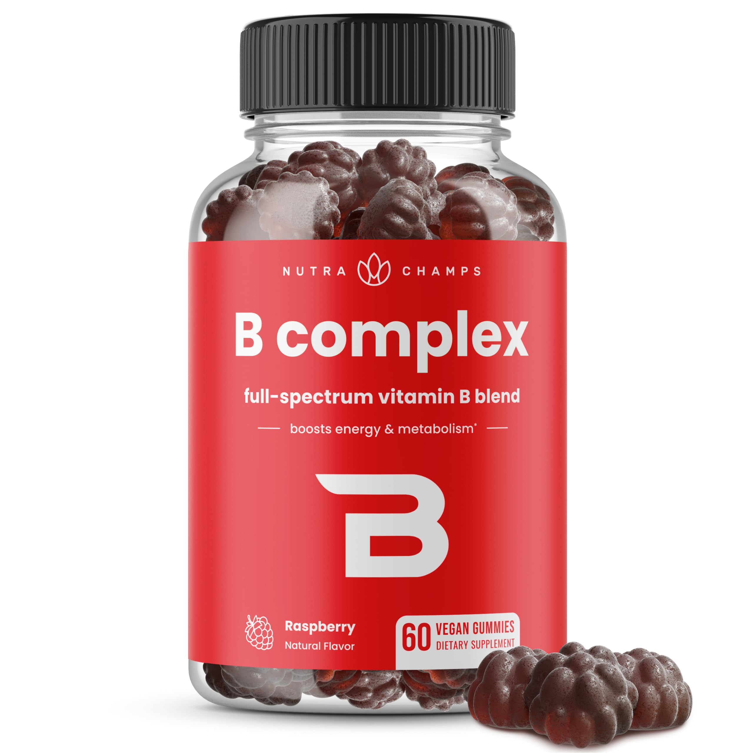 NutraChamps Vitamin B Complex Gummies, Vitamin B Gummies Boosts Energy & Metabolism, B Complex Vitamins B1, B2 (Riboflavin), B3 (Niacin), B5, B6, B7 (Biotin), B9 (Folic Acid), Methyl B12
