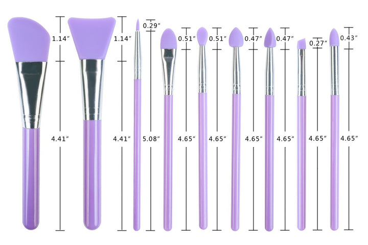 LORMAY 9 Pcs Silicone Makeup Brush Set: Applicator for Face Mask, Eyeliner, Eyebrow, Eye Shadow, Lip Makeup and UV Epoxy Resin (Purple)