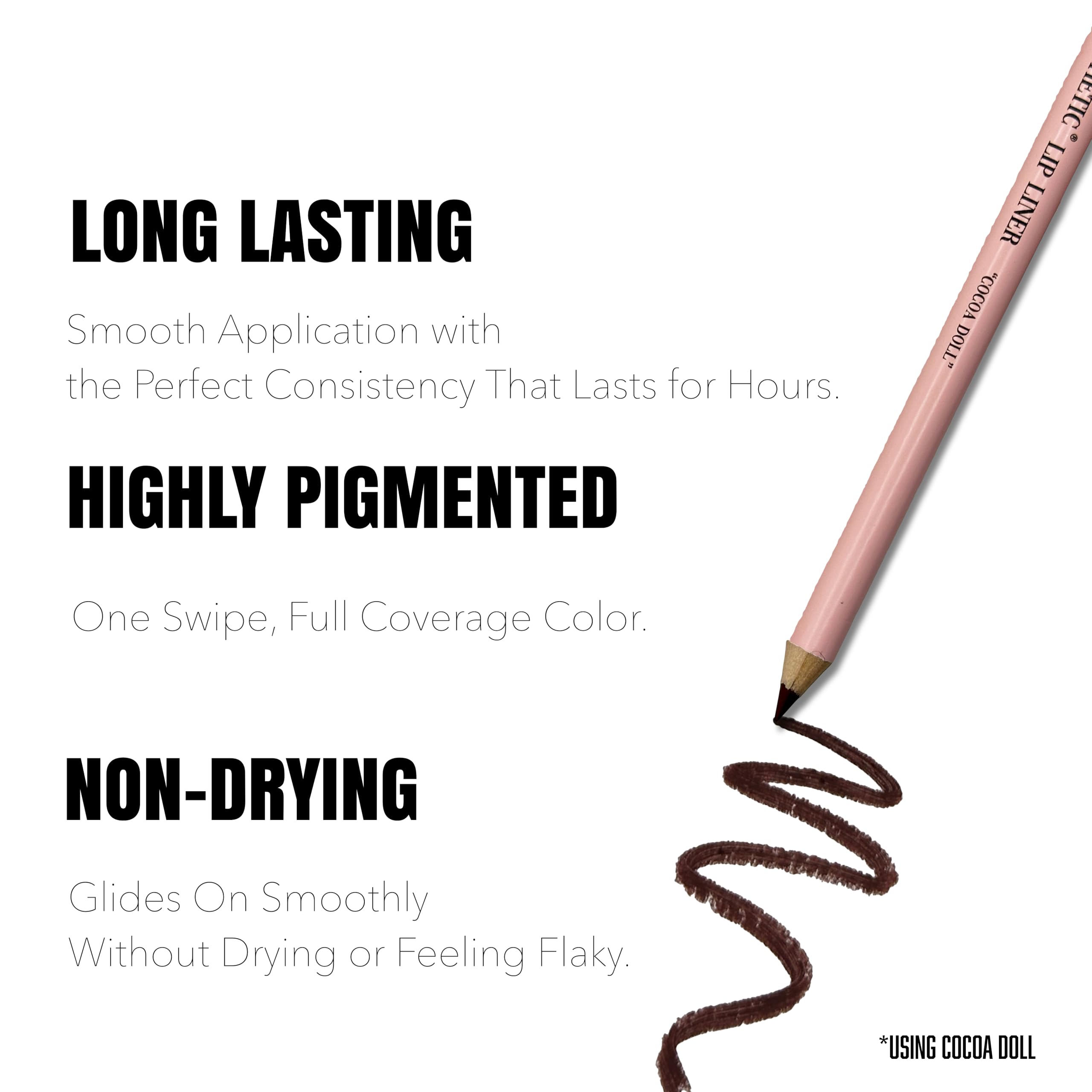 DOLLSTHETIC® - 4 Premium Brown Wooden Lip Liners, Creamy & Long-Lasting, Matte Finish, Vegan & Cruelty-Free (Cocoa Doll, Sweet Doll, Velvet Doll, Cozy Doll)