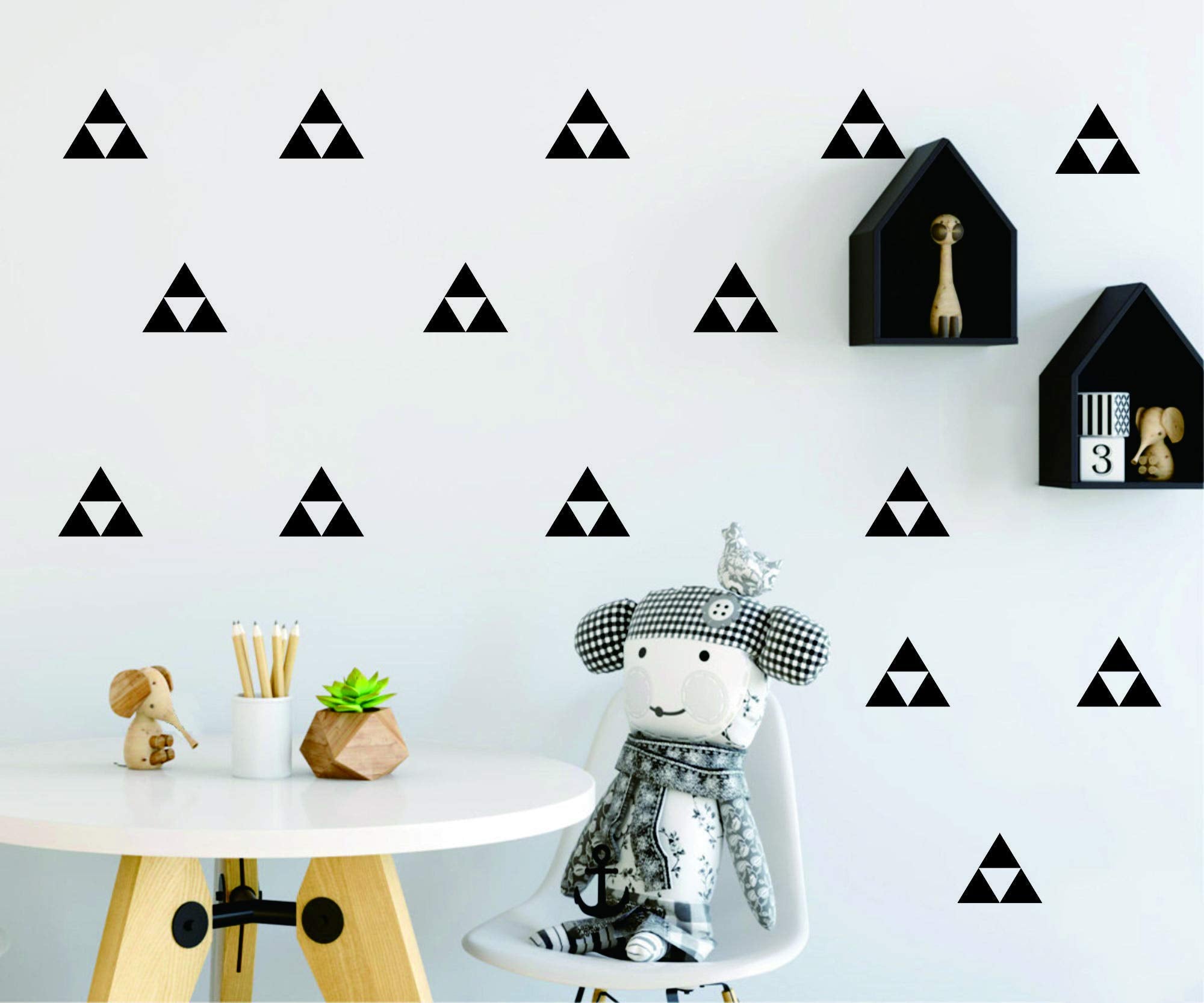 120 Pcs/Set Triangle Wall Pattern Decal Vinyl Stickers for Kids Boy Girl Baby Bedroom Playroom Art Decorations Removable Decor Home House Design YMX56 (Black)